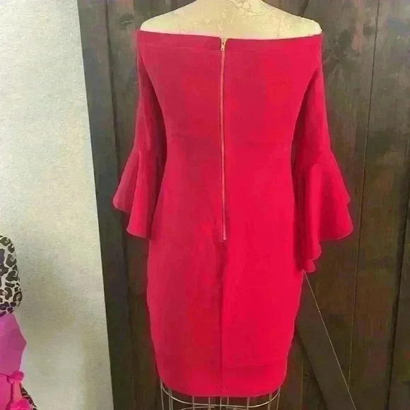 Tweeze Me NWT Off the Shoulder, Bell Sleeve, Fun Dress! Zipper Back Sz 13/14 - Picture 5 of 9